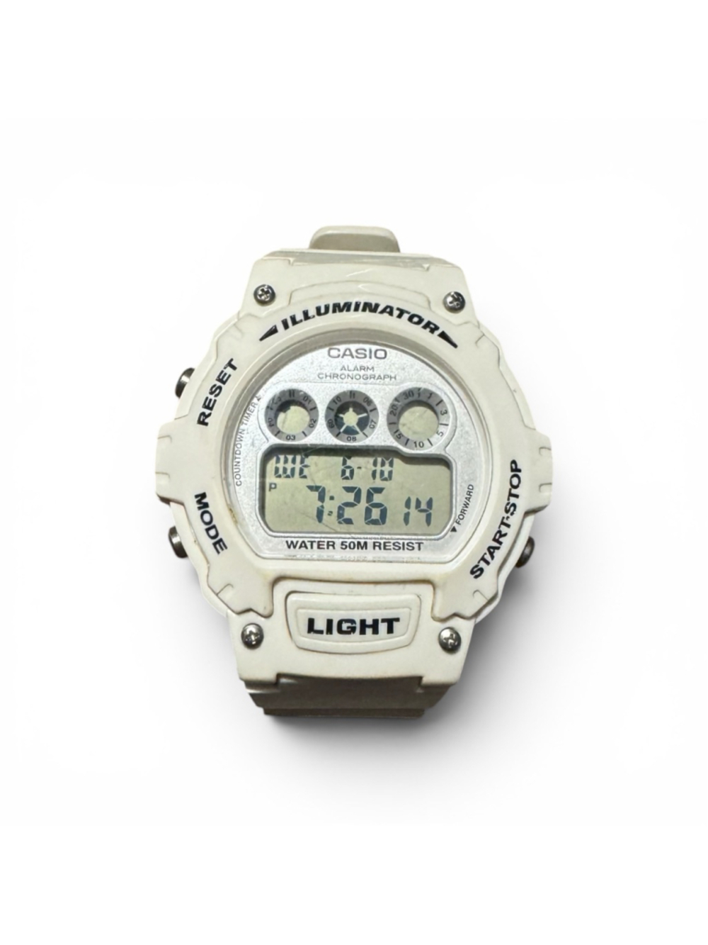 Casio Illuminator Digital Watch in White, One Size W-214HC